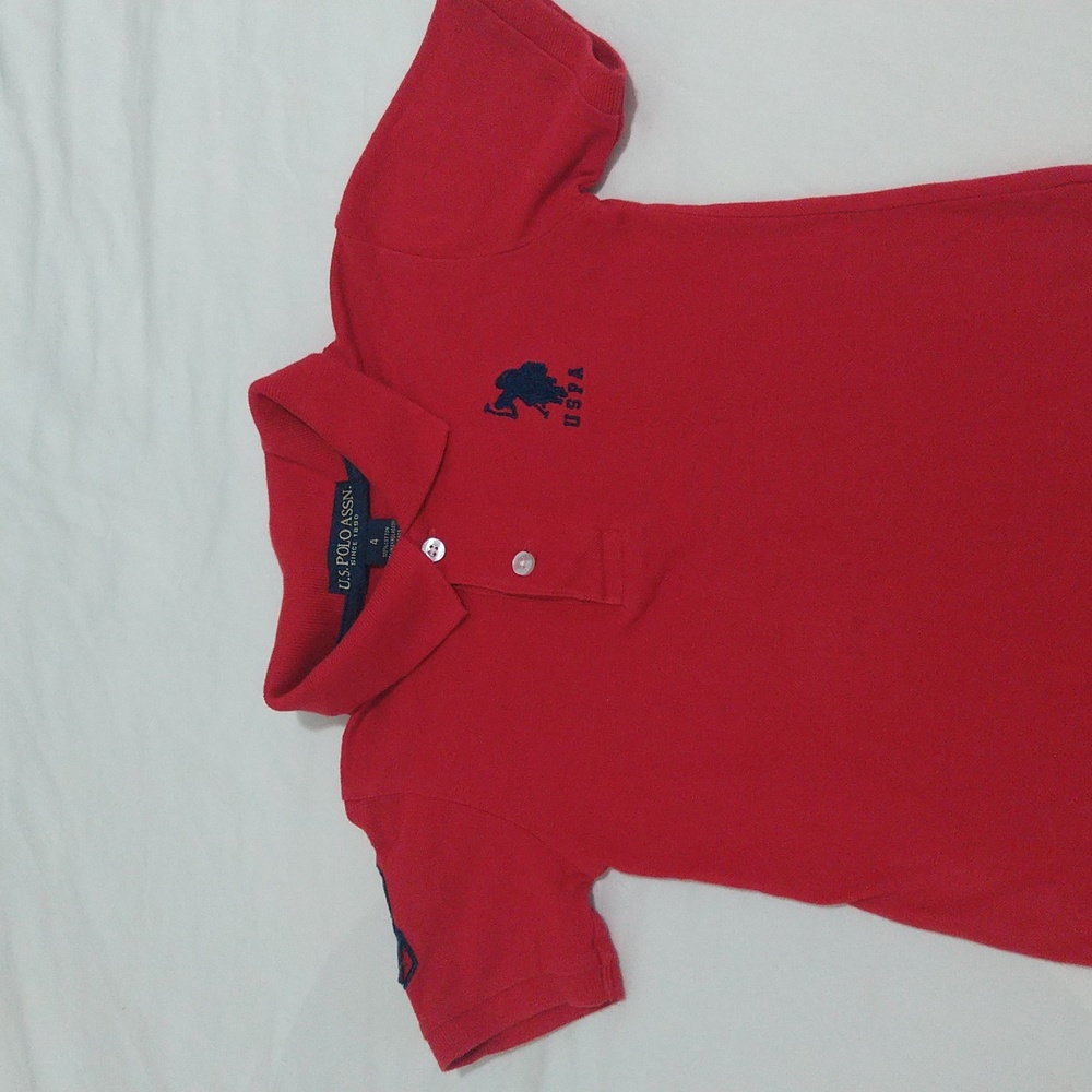 U.S. polo assn. Boys red shorts sleeve summer classic polo shirt  size 4